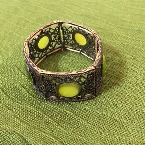 Bronze-Tone & Green Stretch Bracelet (USED)